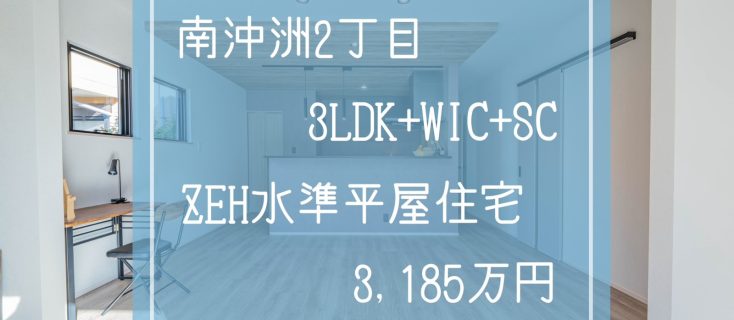 沖洲　ZEH水準省エネ適合新築平屋住宅　3ＬＤＫ＋SC+WIC
