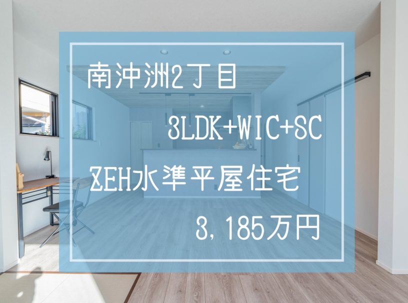 沖洲　ZEH水準省エネ適合新築平屋住宅　3ＬＤＫ＋SC+WIC
